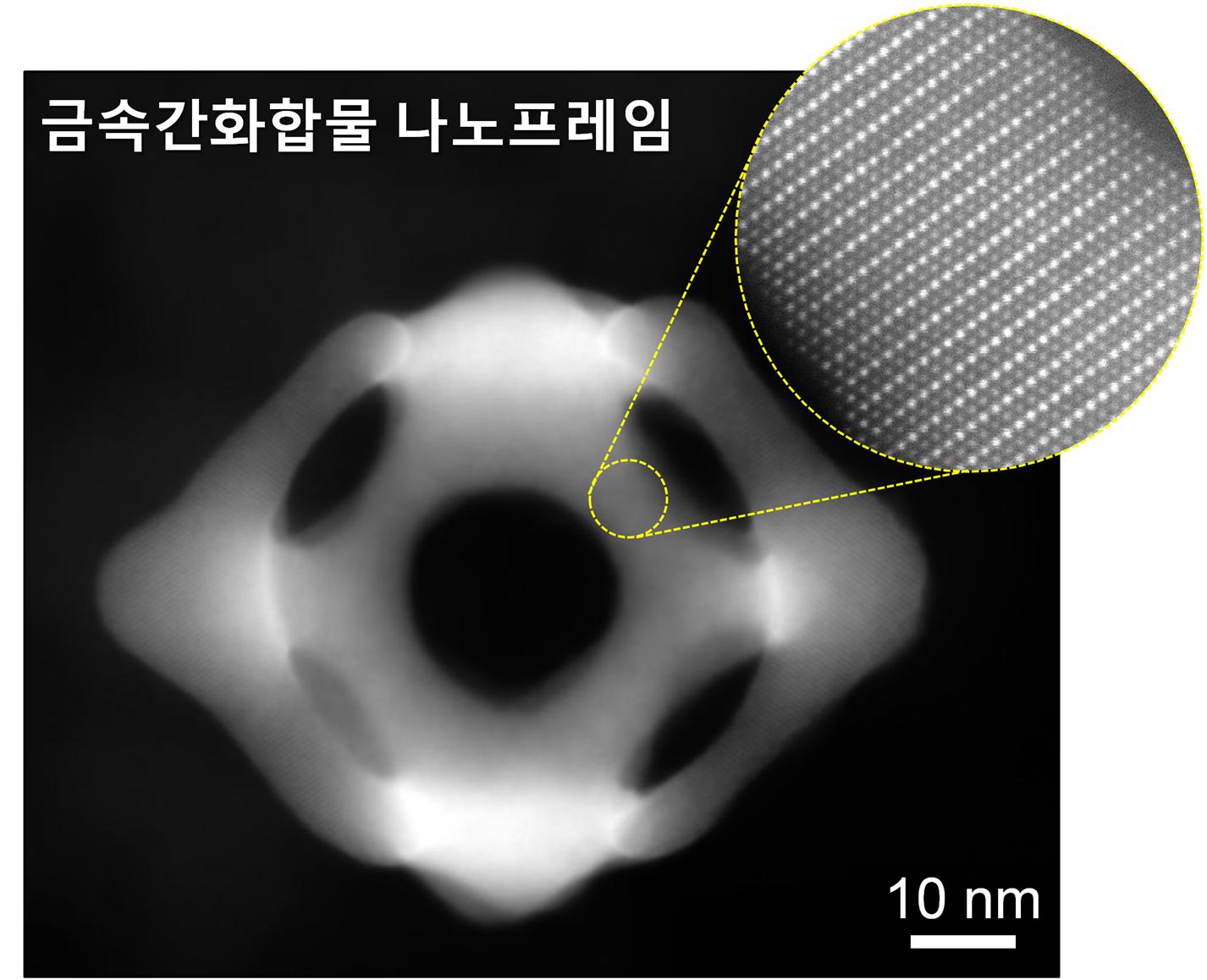 그림1. 금속간화합물 나노프레임 촉매의 투과전자현미경 사진