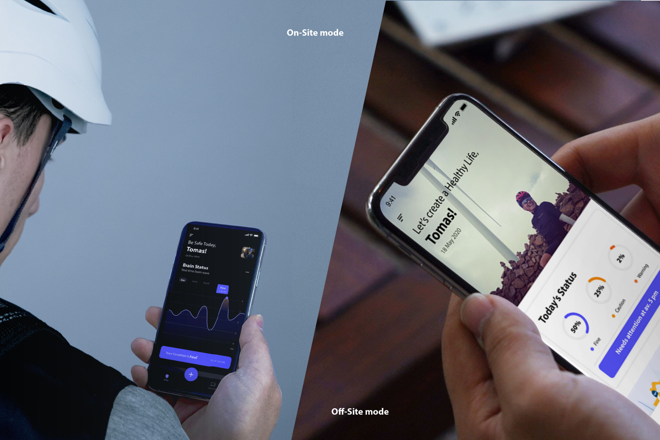 스마트헬멧과 연계한 '웨이브 앱(Wave App)' 어플리케이션 | 사진: 김관명-김황 교수팀