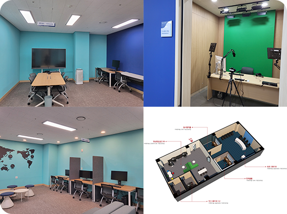 The interior and equipment of the Digital Learning Studio at UNIST.