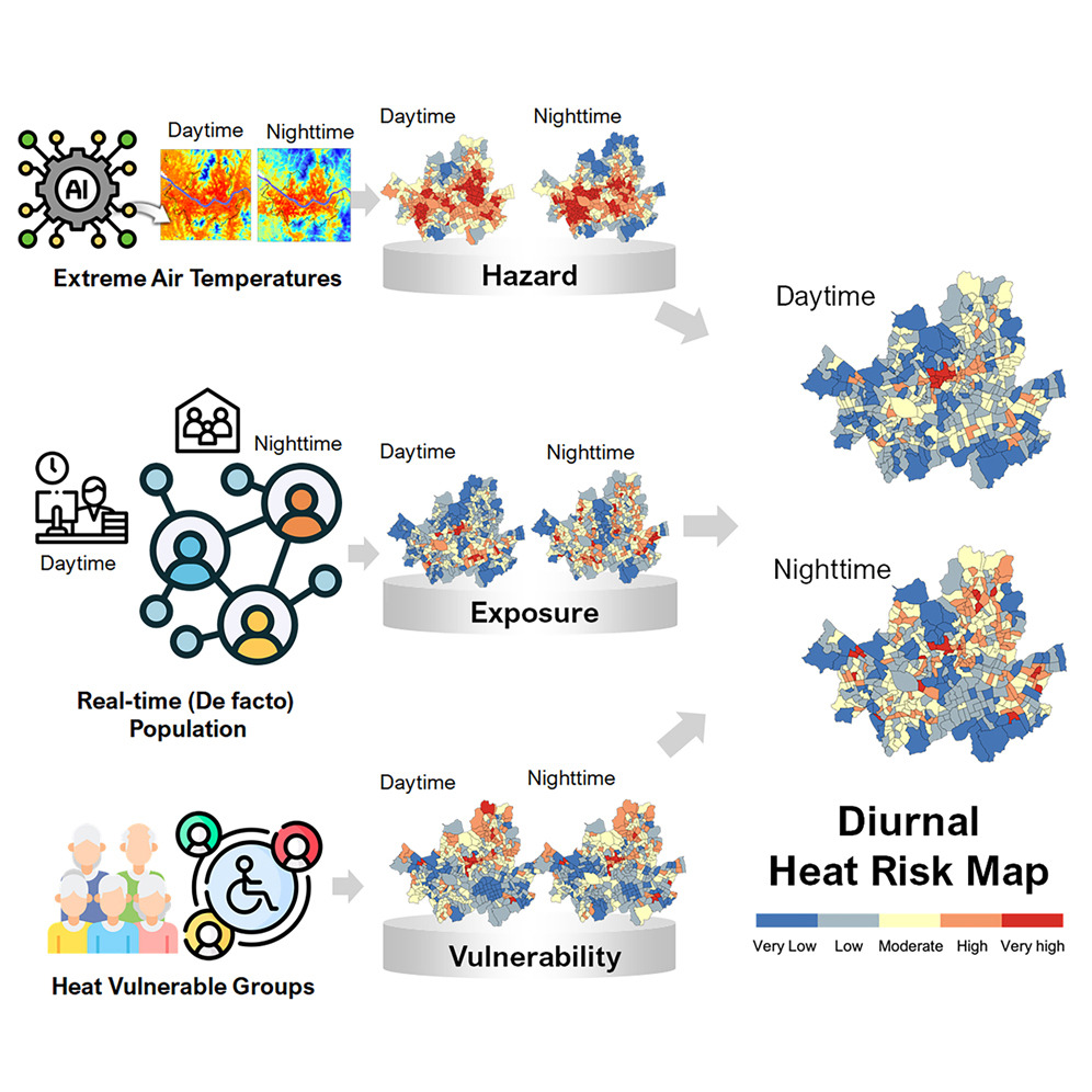 Diurnal heat risk map, developed by Professor 