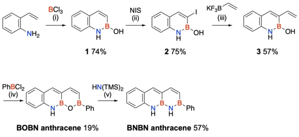 Syntheses of BOBN anthracene and BNBN anthracene