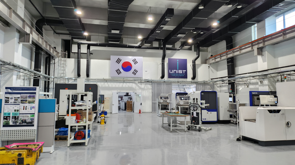 The front view of Digital Factory, situated within the 3D Printing Convergence Technology Center at UNIST.