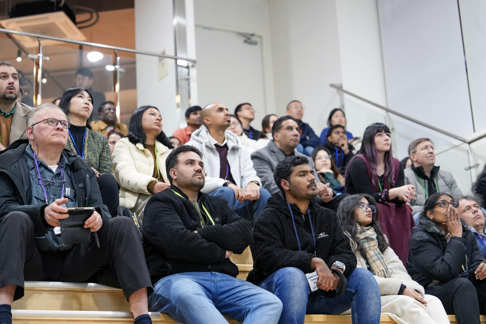 International faculty and researchers at UNIST are listening to the welcoming speech by President Chong Rae Park.