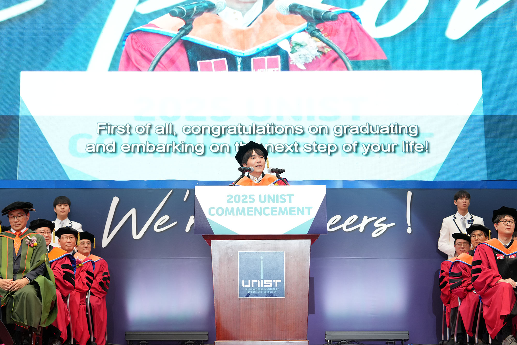 Collaborating Professor Sedol Lee delivered a congratulatory speech at the 2025 UNIST Commencement Ceremony, held on February 20, 2025.