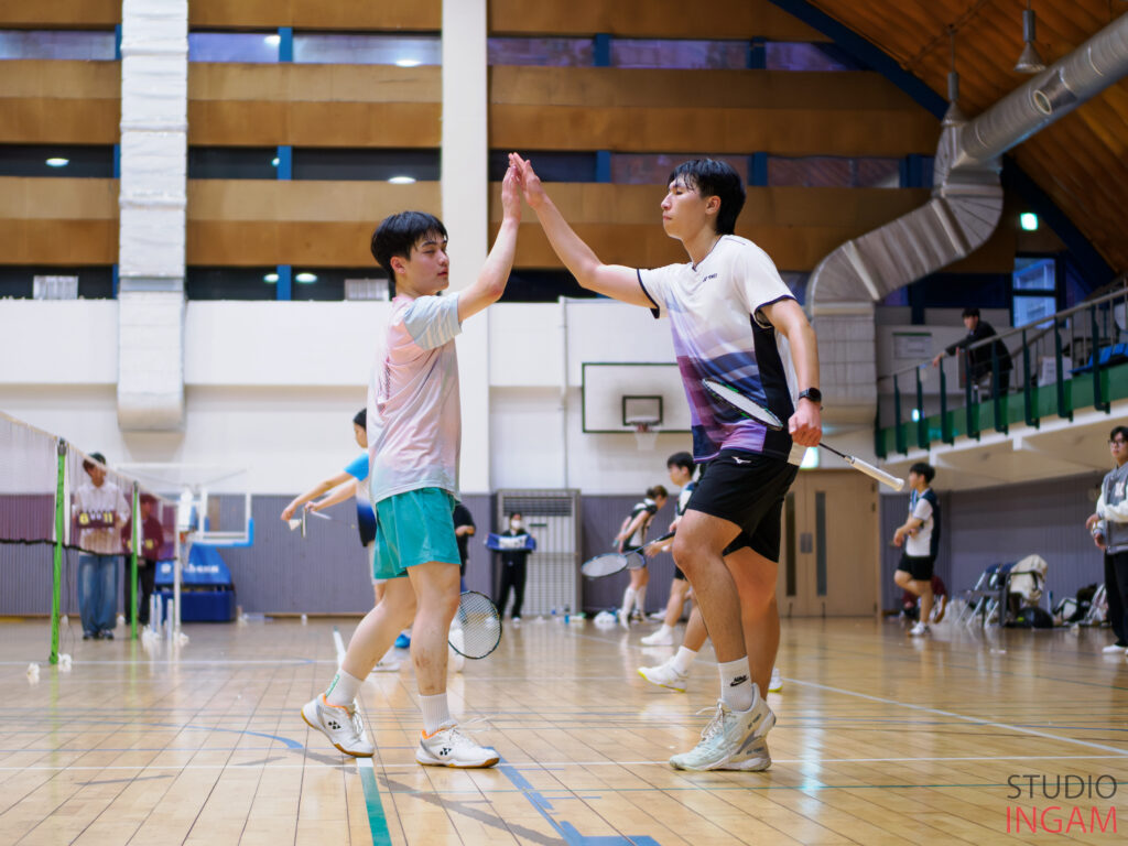 The UNIST badminton club, MACH excelled in men's doubles, with HyunSeo Hwang and JiHwan Lee clinching the title. l Image Credit: Studio INGAM